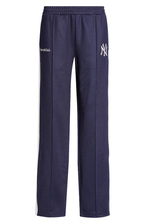 Shop Sporty And Rich Sporty & Rich Yankees Serif Track Pants In Navy