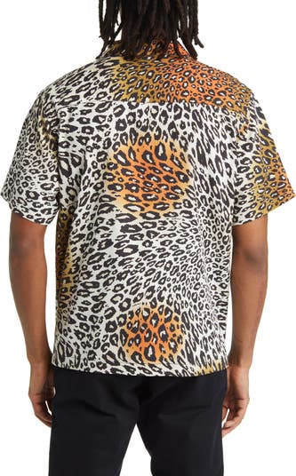 Canty Sound Leopard Print Short Sleeve Camp Shirt