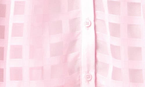 Shop English Factory Grid Pattern Tiered Midi Shirtdress In Baby Pink