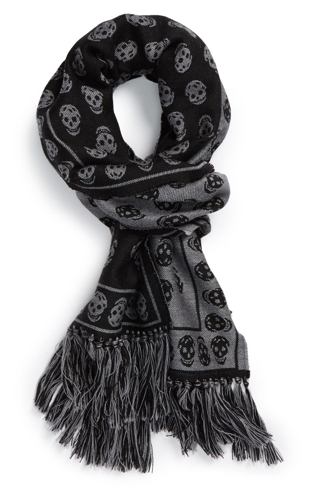 Alexander McQueen Skull Fringed Wool Scarf Nordstrom