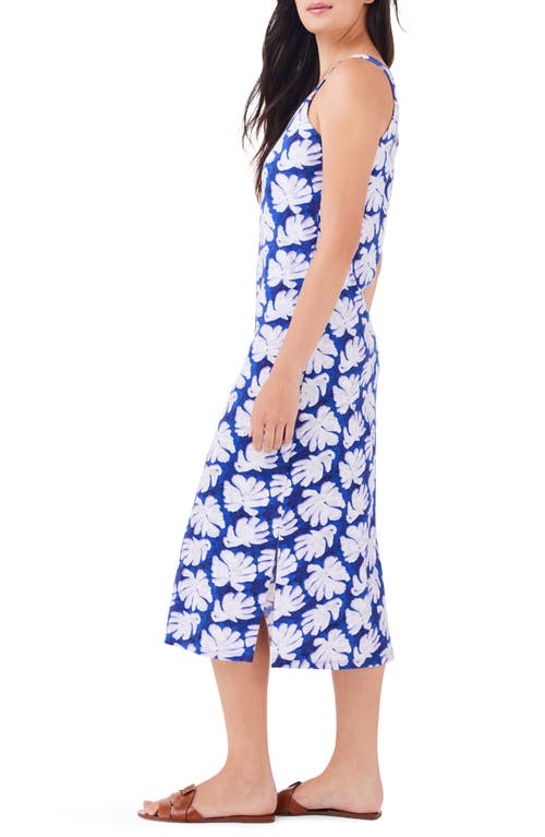Nzt By Nic+zoe Shadow Palm Tank Midi Dress In Blue Multi