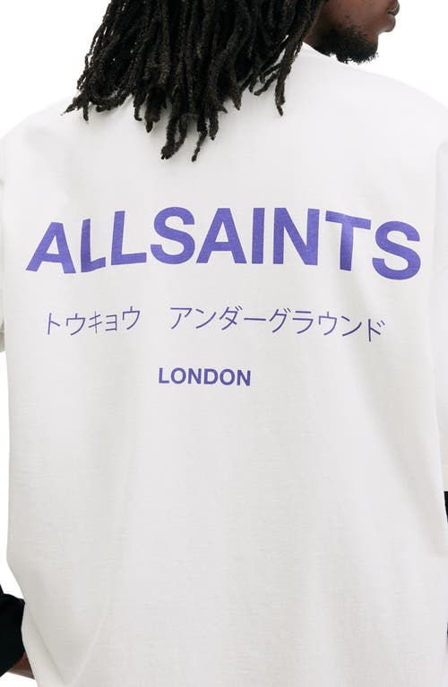 Shop Allsaints Underground Oversize Graphic T-shirt In Ashen White/purple