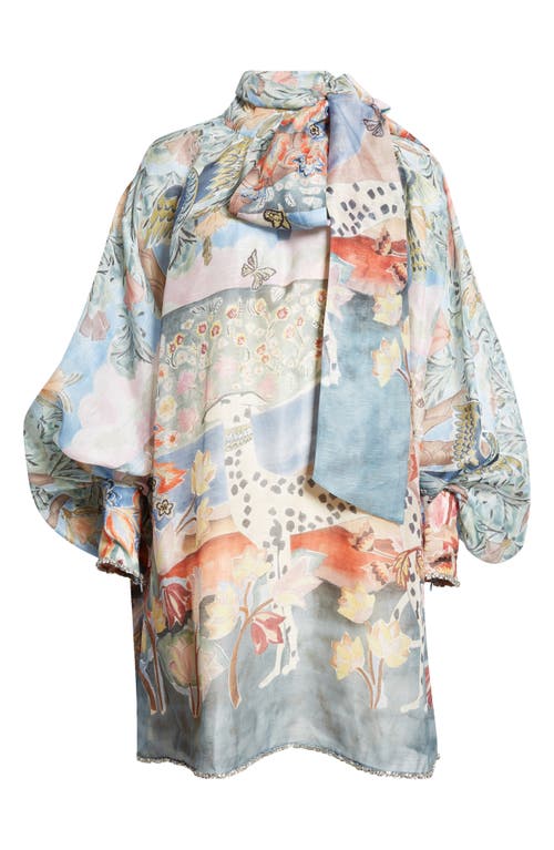 Shop Zimmermann Illustration Crystal Embellished Floral Linen & Silk Shift Dress In Eden Garden