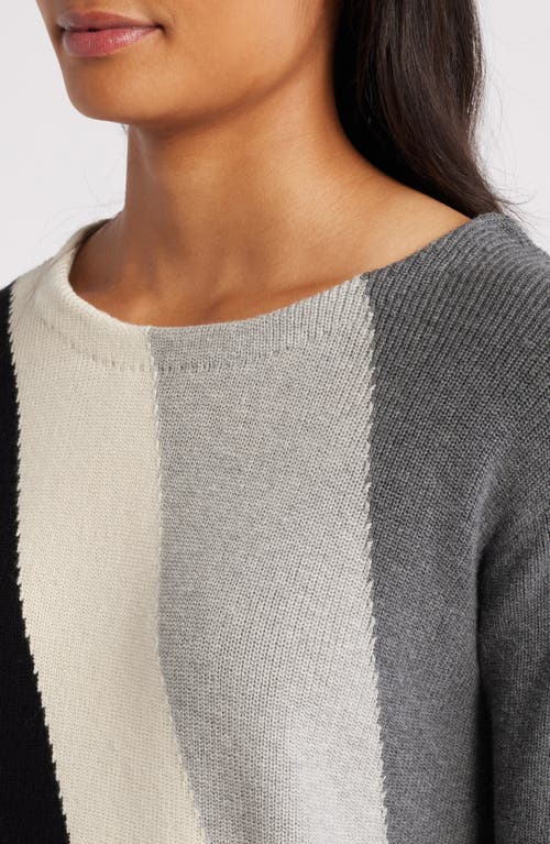 Shop Hatley Devon Stripe Cotton & Cashmere Sweater In Grey