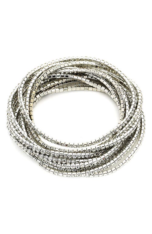 Panacea Set Of 10 Crystal Bracelets In Silver