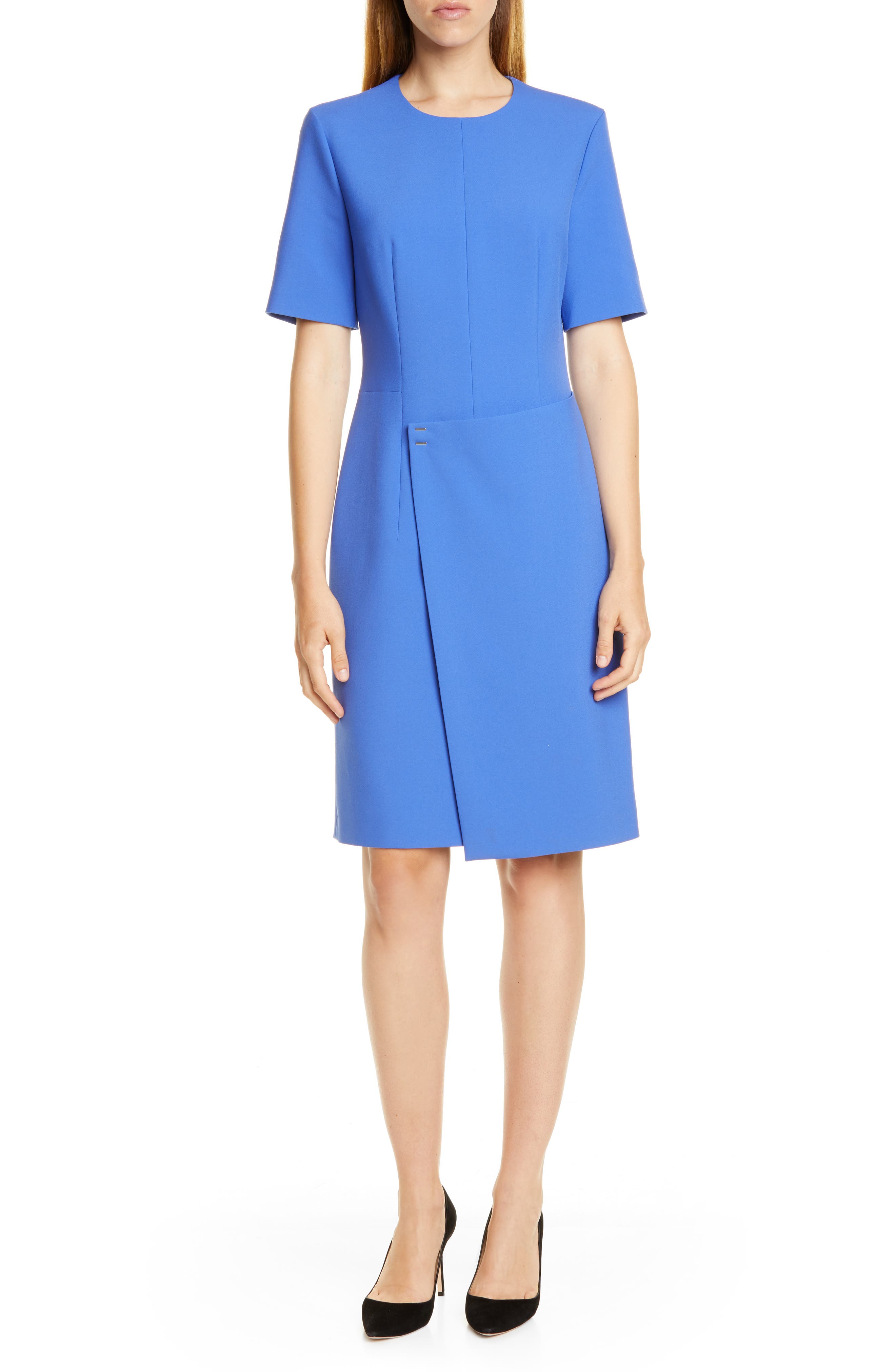 Petite Boss Disula Ponte Dress, Blue