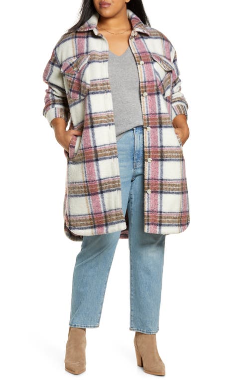 BLANKNYC Longline Plaid Shirt Jacket in Reaching Out at Nordstrom, Size 1X
