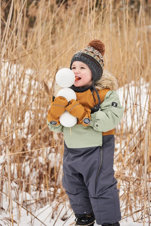 Shop Deux Par Deux Baby Boy's One Piece Baby Snowsuit Sage, Brown And Dark Grey In Ebony