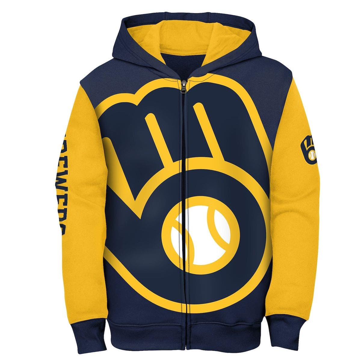 Outerstuff Youth Navy Milwaukee Brewers Poster Board FullZip Hoodie
