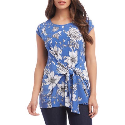 Karen Kane Tie Front Floral Top, Blue