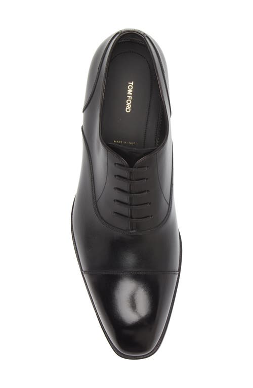 Shop Tom Ford Elkan Burnished Leather Oxford In 1n001 Black