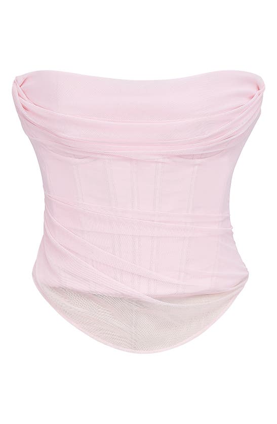 House Of Cb Georgie Mesh Strapless Corset Top In Pinkesque