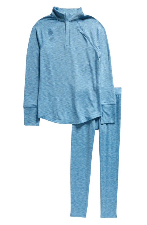 zella Kids' Cozy Base Layer Quarter Zip Pullover & Leggings Set Blue Brook Spacedye at