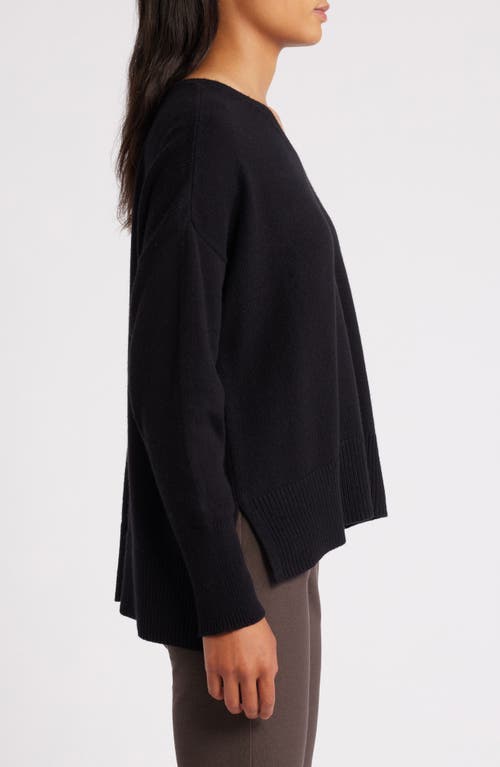 Shop Eileen Fisher V-neck Organic Cotton & Recycled Cashmere Blend Sweater In Black