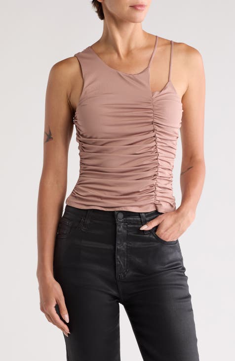 Ruched Asymmetric Knit Top