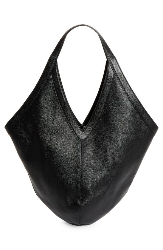 Shop Mansur Gavriel Soft M Leather Hobo Bag In Black
