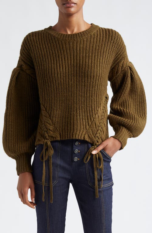 Shop Cinq À Sept Tara Shaker Stitch Sweater In Dark Olive