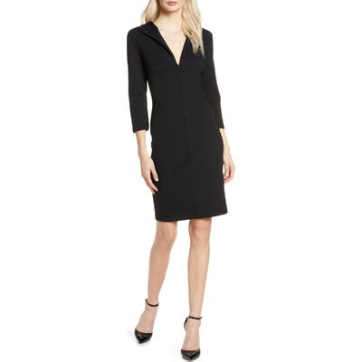 French Connection V-Neck Body-Con Dress, Black