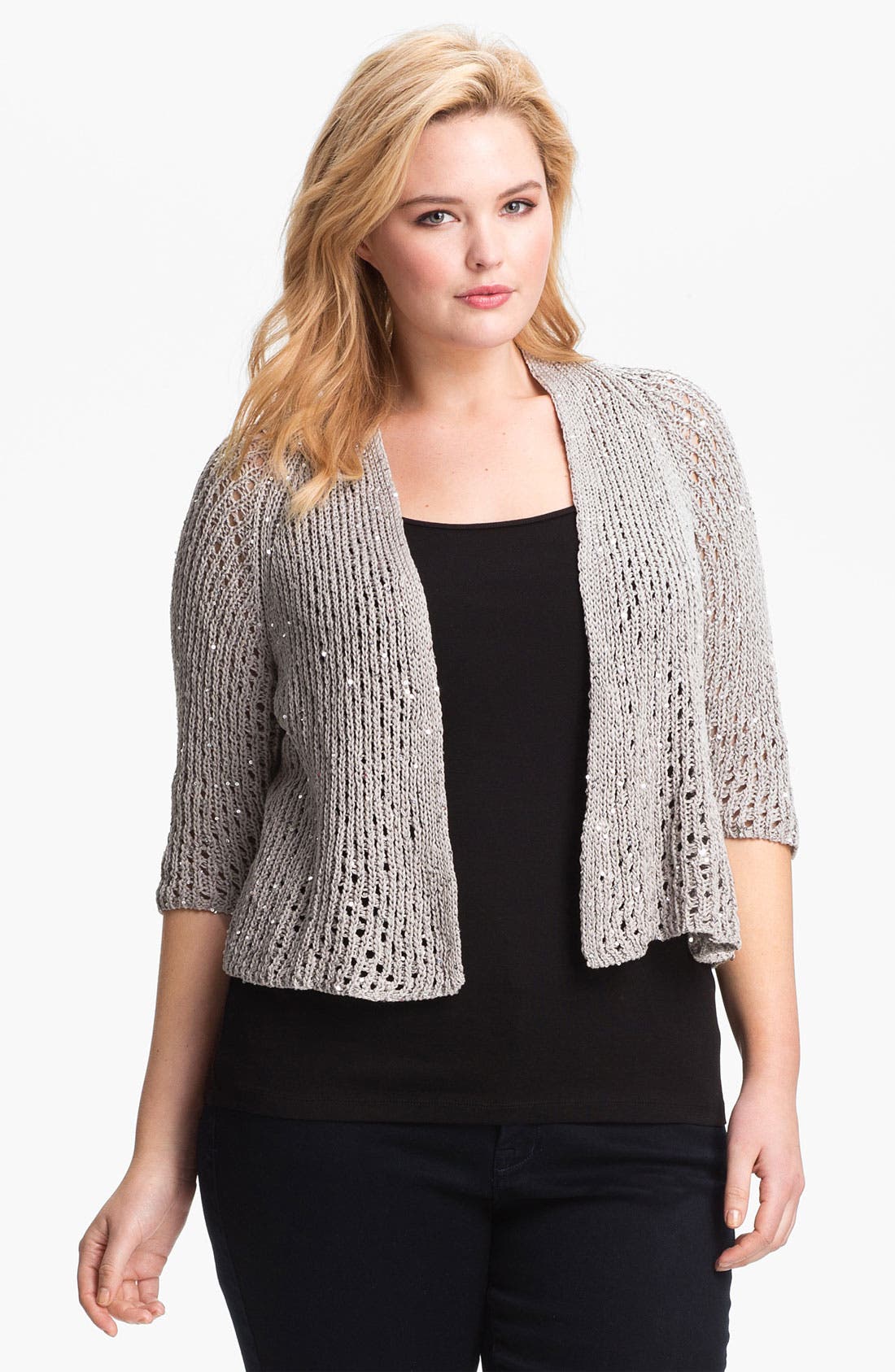 Eileen Fisher Sequin Crop Cardigan (Plus Size) Nordstrom