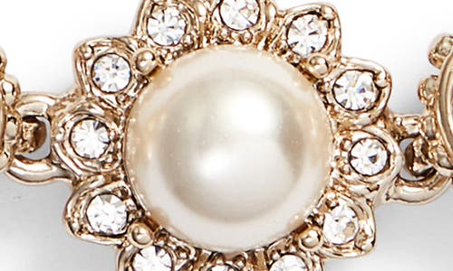 Marchesa Gold-tone Imitation Pearl & Crystal Link Bracelet In Cream/silk/gold