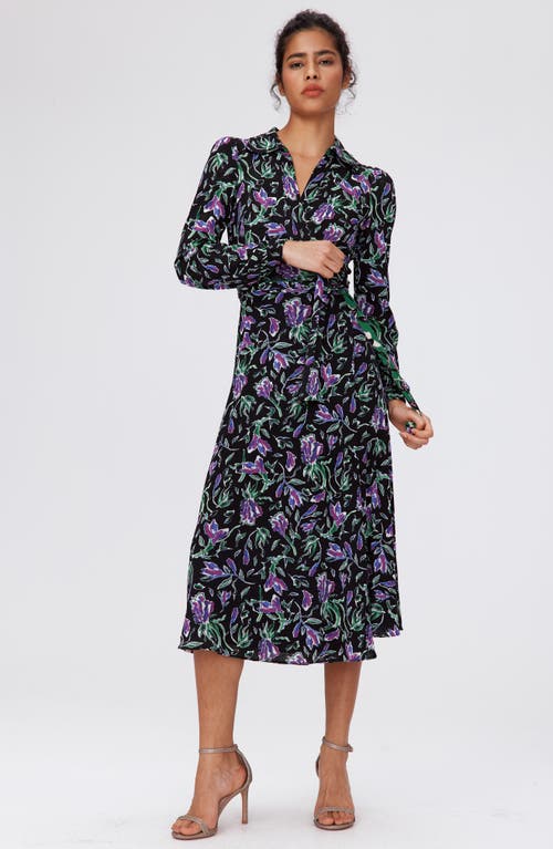 Shop Diane Von Furstenberg Floral Reversible Long Sleeve Wrap Dress In Tulip Fields/clover Green