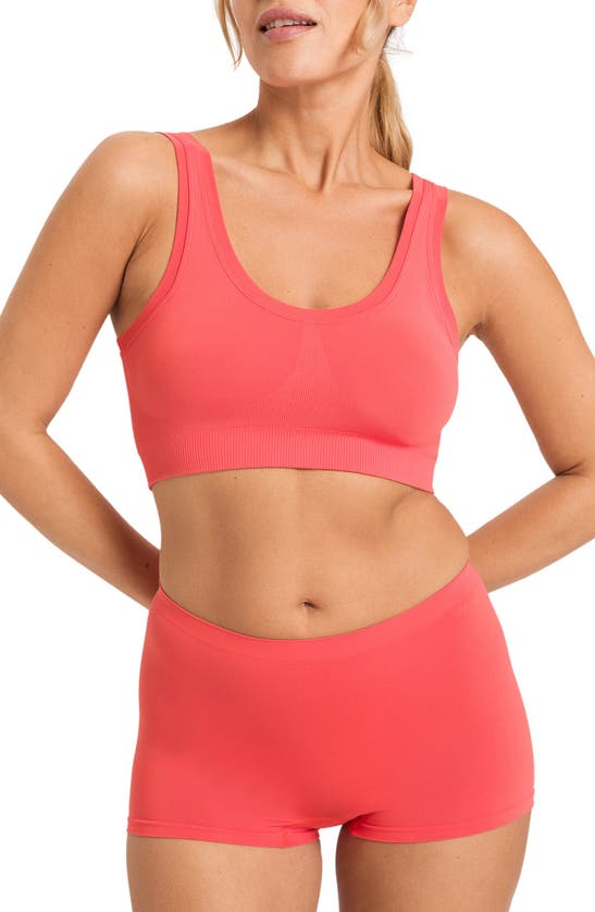 Shop Hanro Touch Feeling Padded Sports Bra In Peach Whip