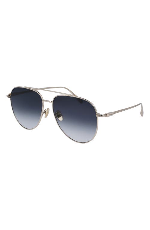 Ferragamo Gancini Evolution 61mm Aviator Sunglasses In Light Gold/blue Gradient