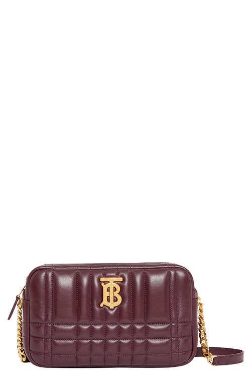 burberry Small Lola Check Quilted Leather Camera Bag in Deep Maroon