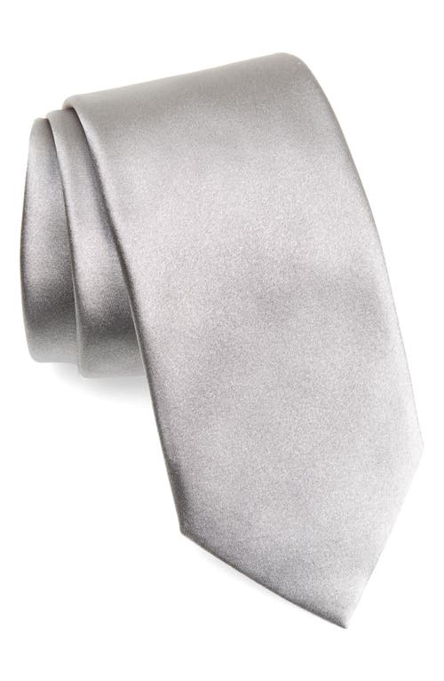 Silk Satin Tie in Grey