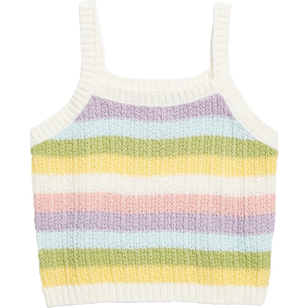 Cotton Emporium Kids' Rainbow Knit Crop Tank in Multi Rainbow Stripe