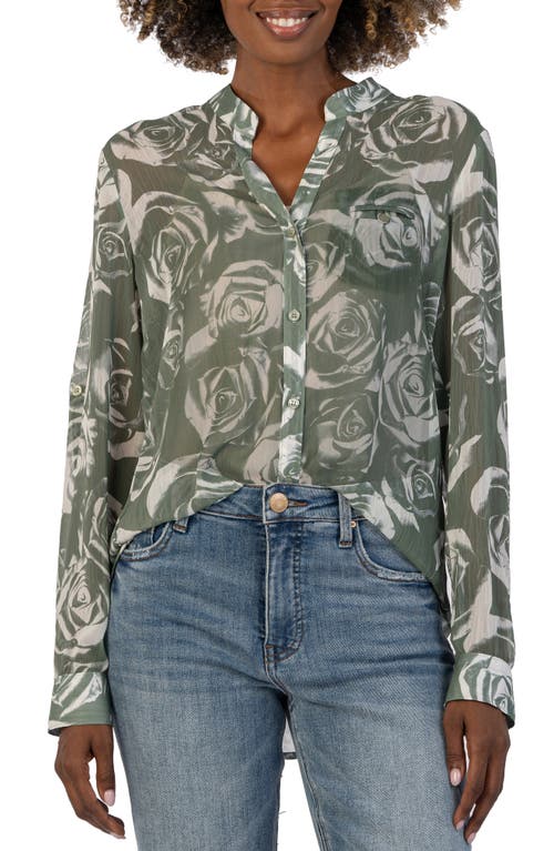 Jasmine Chiffon Button-Up Shirt in Rocroi Rose-Yarrow