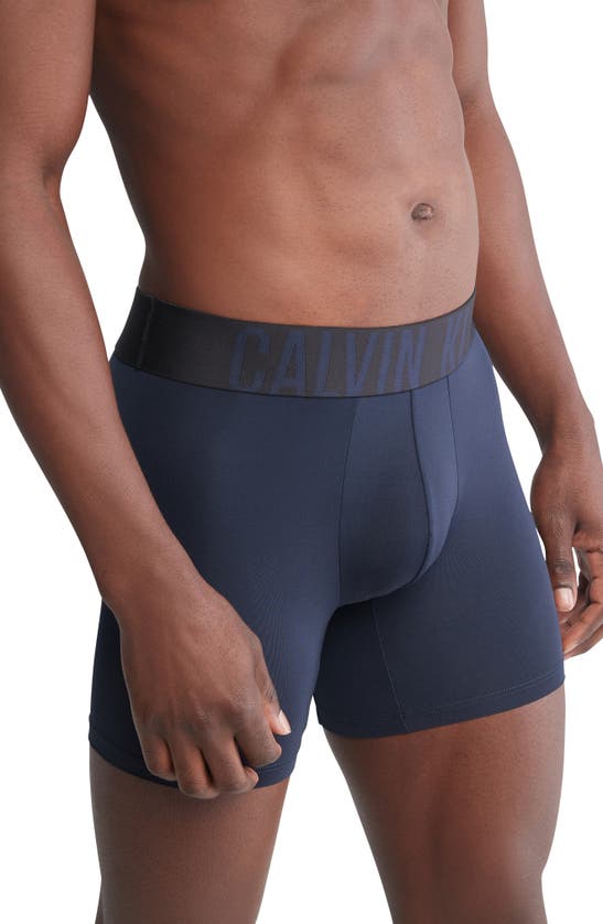 Shop Calvin Klein 3-pack Intense Power Microfiber Boxer Briefs In Shoreline