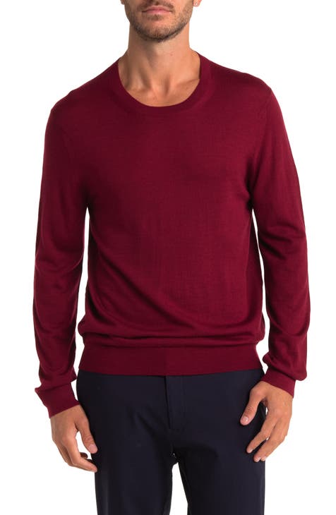 Prontomoda Mens Burgundy Red Striped 100% Merino Wool Regular Fit