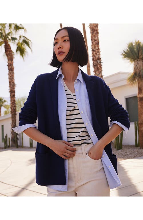 LANDS' END LANDS' END FINE GAUGE COTTON BUTTON FRONT BLAZER SWEATER