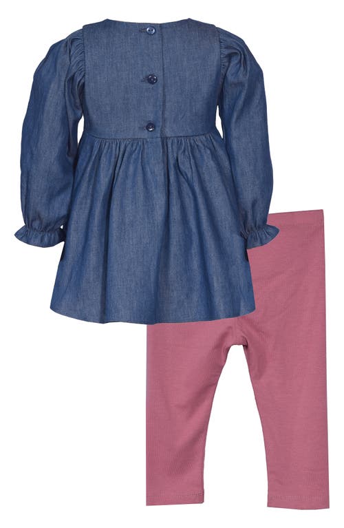 Iris & Ivy Floral Embroidered Denim Tunic & Leggings Set In Denim Multi