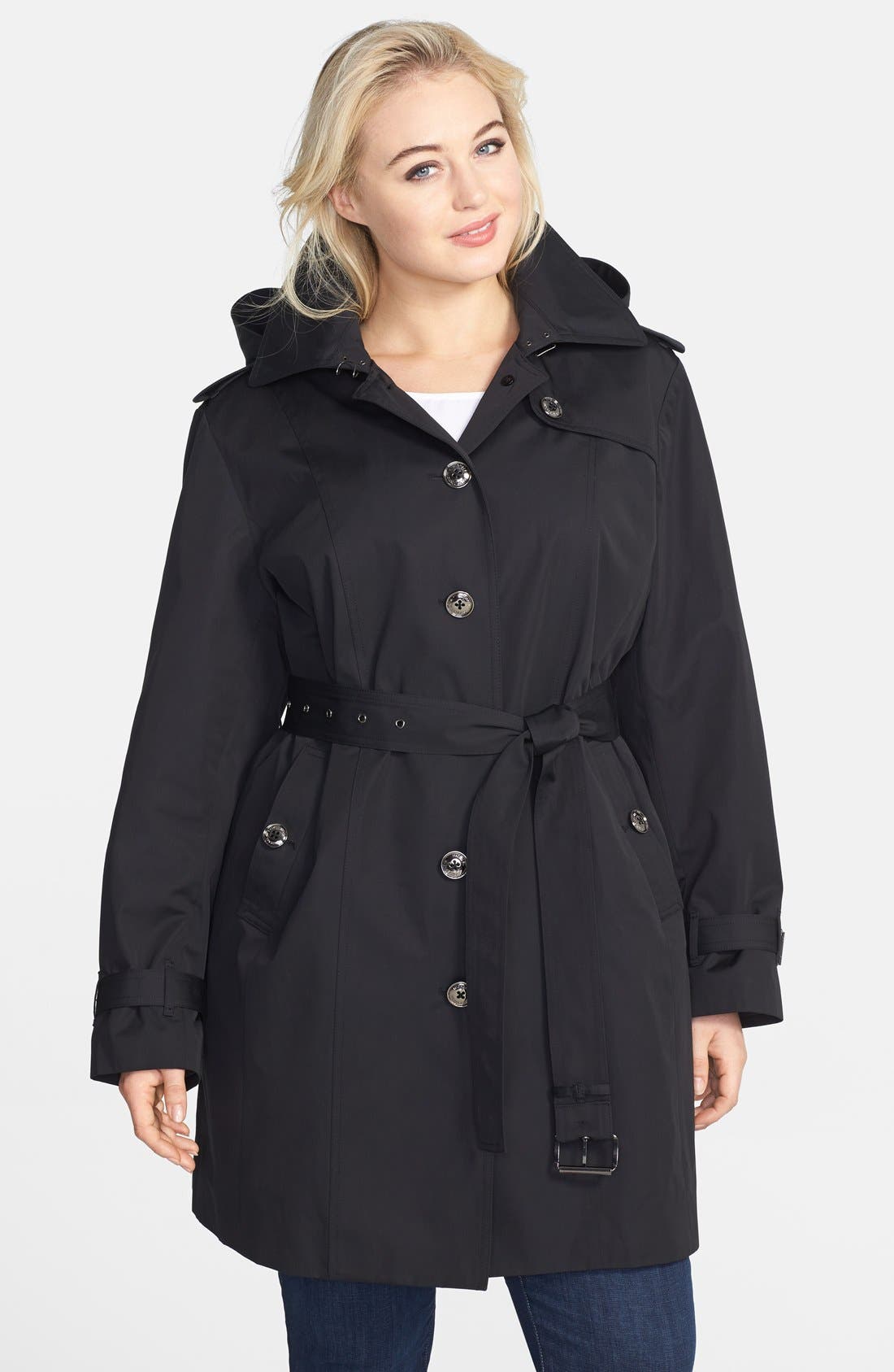 MICHAEL Michael Kors Trench Coat with Detachable Hood & Liner (Plus