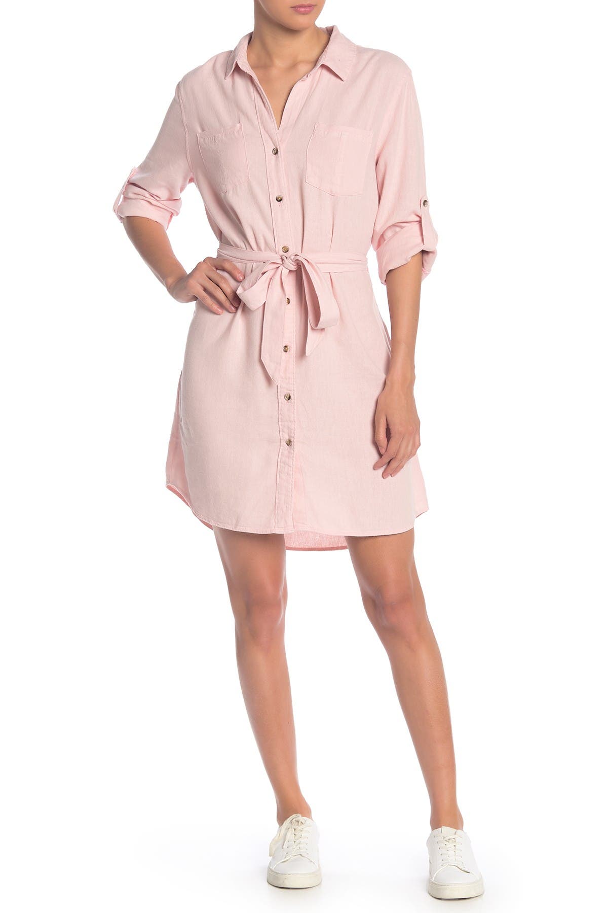 linen blend shirt dress