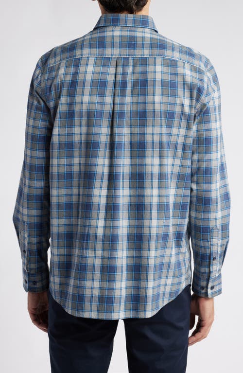 Shop Johnnie-o Benjamin Check Cotton & Lyocell Button-down Shirt In Heather Gray