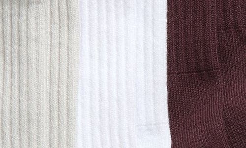 Zella 3-pack Crew Socks In Burgundy Fudge