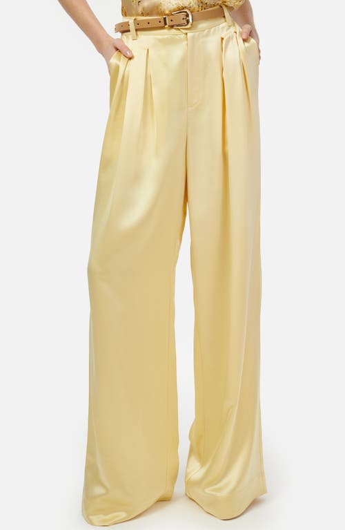 Shop Cami Nyc Davina High Waist Satin Wide Leg Pants In Sunlight