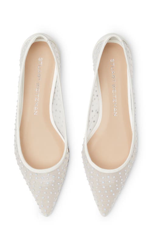 Shop Stuart Weitzman Emilia Mesh Flat In White/frosted White