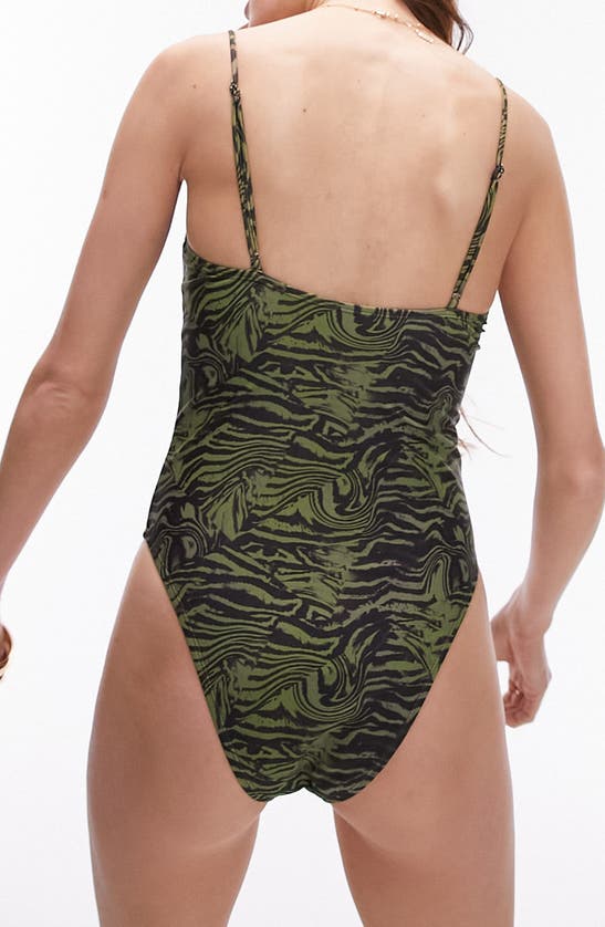 Shop Topshop Bead Detail One-piece Swimsuit In Green Multi