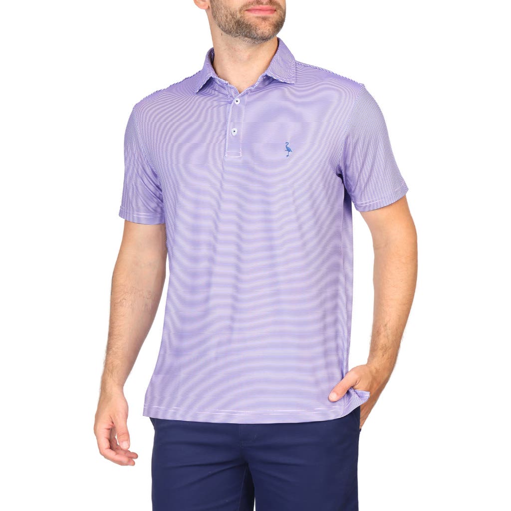 Tailorbyrd Micro Stripe Print Performance Polo In Pink