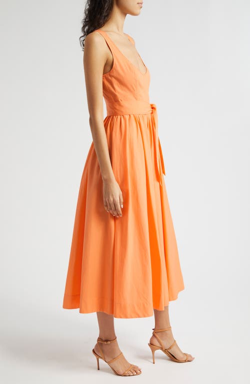 Shop Cinq À Sept Kilah Cotton Blend Midi Dress In Marmalade