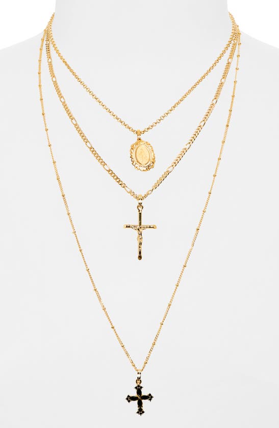 Shop Dolce & Gabbana Rosary Cross Layered Pendant Necklace In Zoo00 Oro