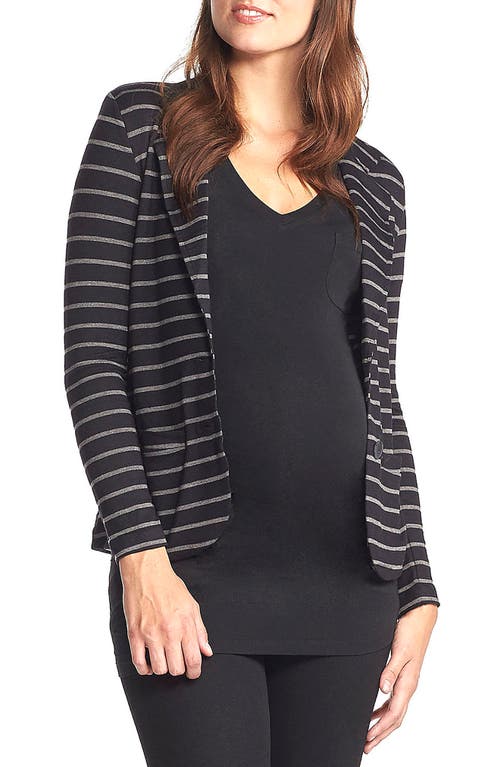 Essential Maternity Blazer in Black/Grey Stripe