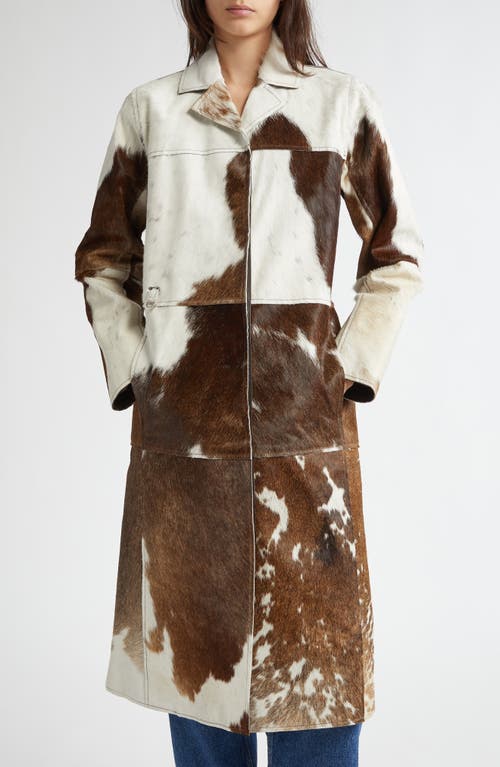 Shop Saks Potts Gio Genuine Calf Hair Coat In Brown/white Cow