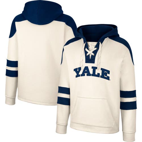 Men's Colosseum Cream Yale Bulldogs Lace-Up 4.0 Vintage Pullover Hoodie