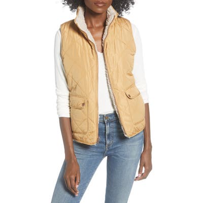 Thread & Supply Wubby Reversible Fleece Lined Quilted Vest, Brown