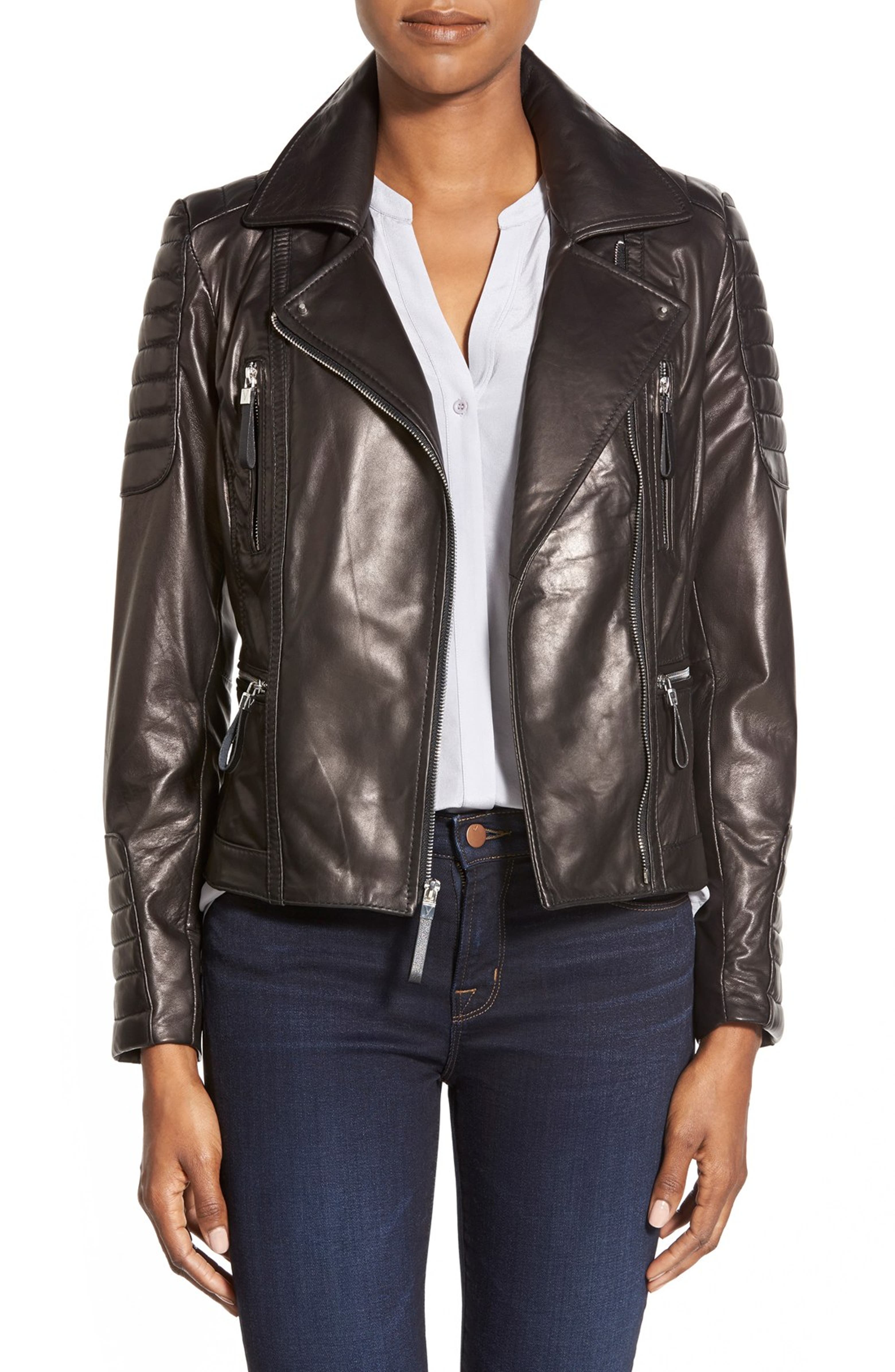 Vince Camuto Lambskin Leather Moto Jacket | Nordstrom